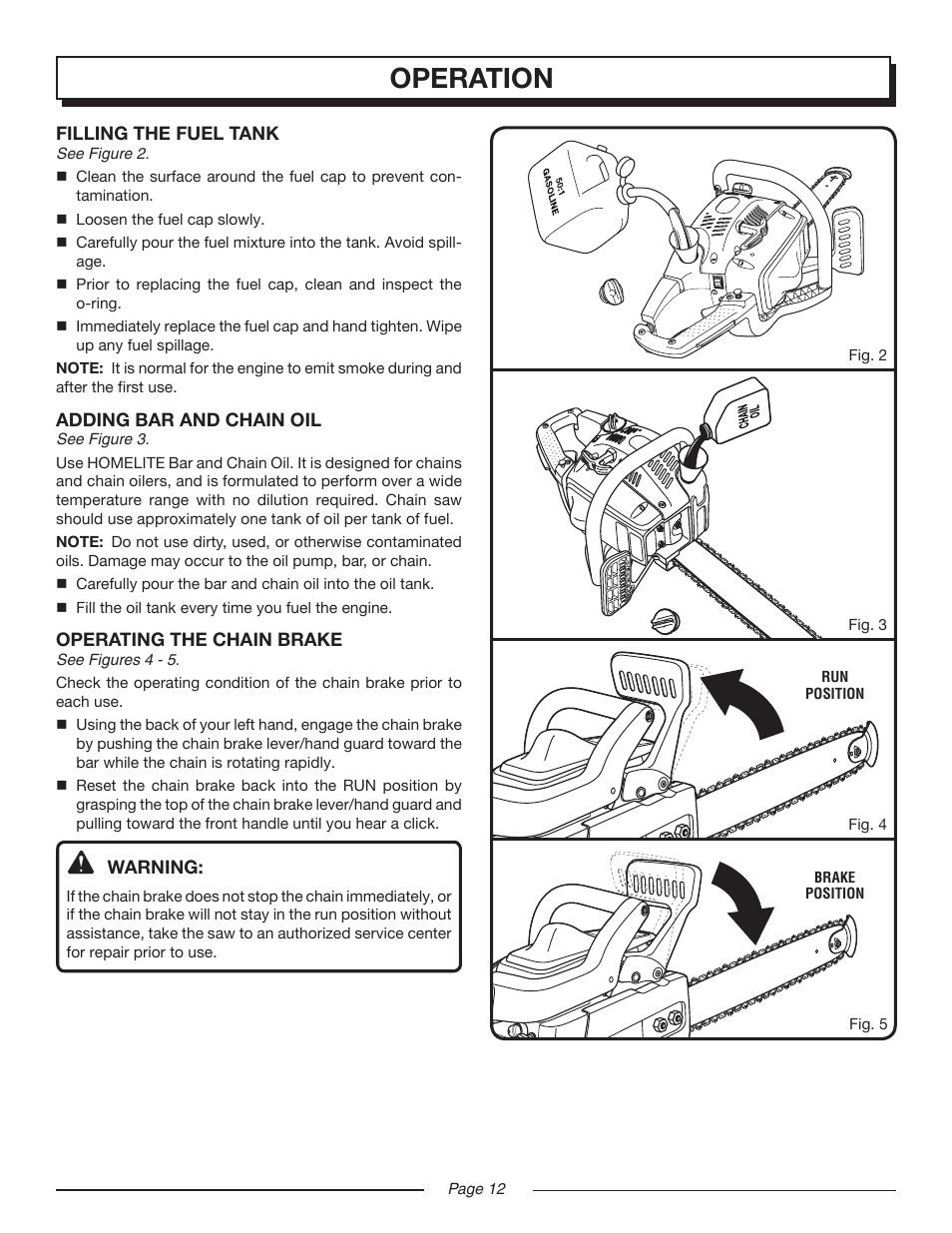 Operation | Homelite UT10516/16 IN. 33CC User Manual | Page 12 / 38