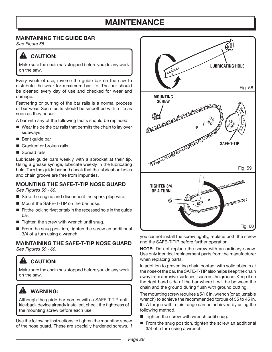 Maintenance | Homelite UT10516/16 IN. 33CC User Manual | Page 28 / 38