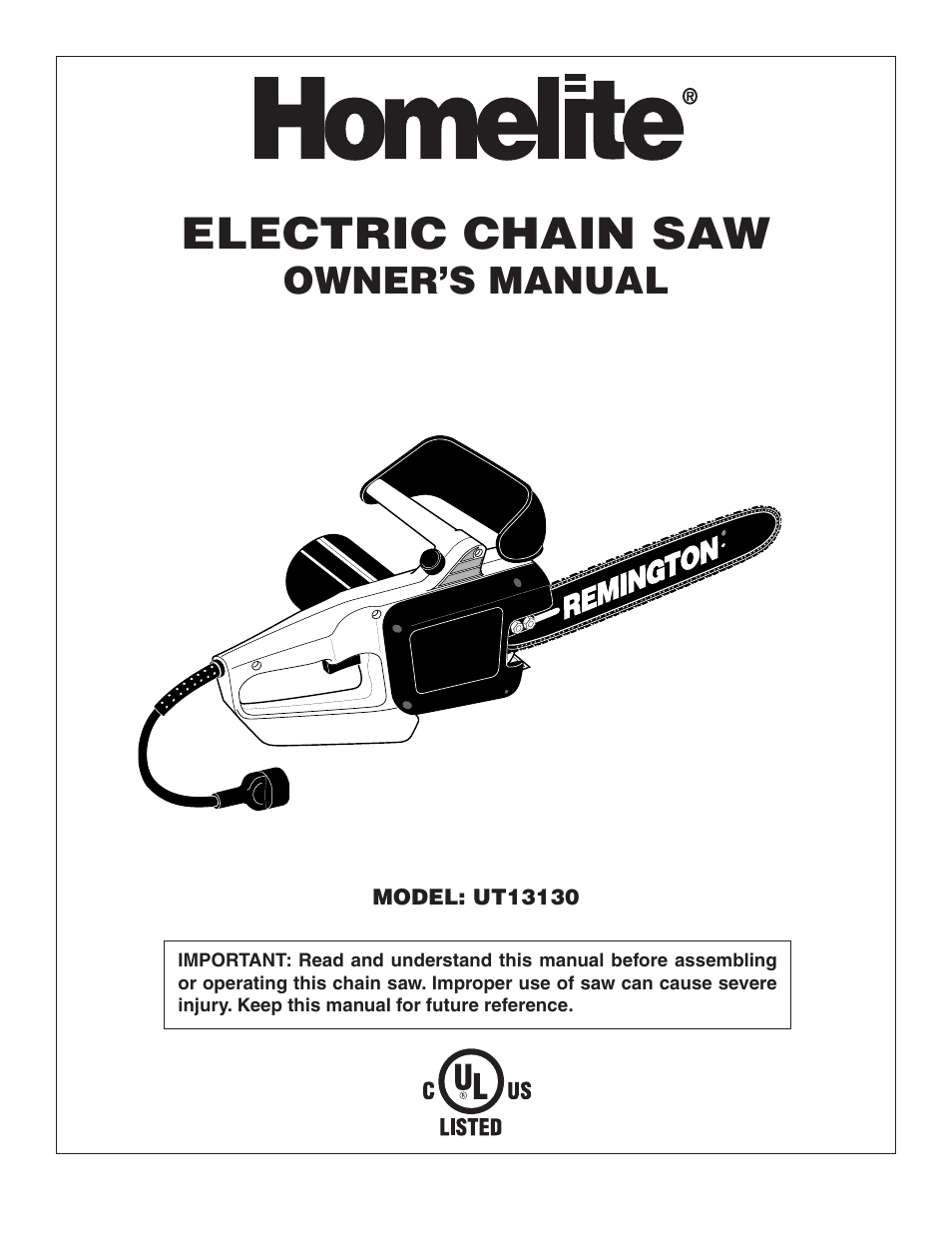 Homelite UT13130 User Manual | 20 pages