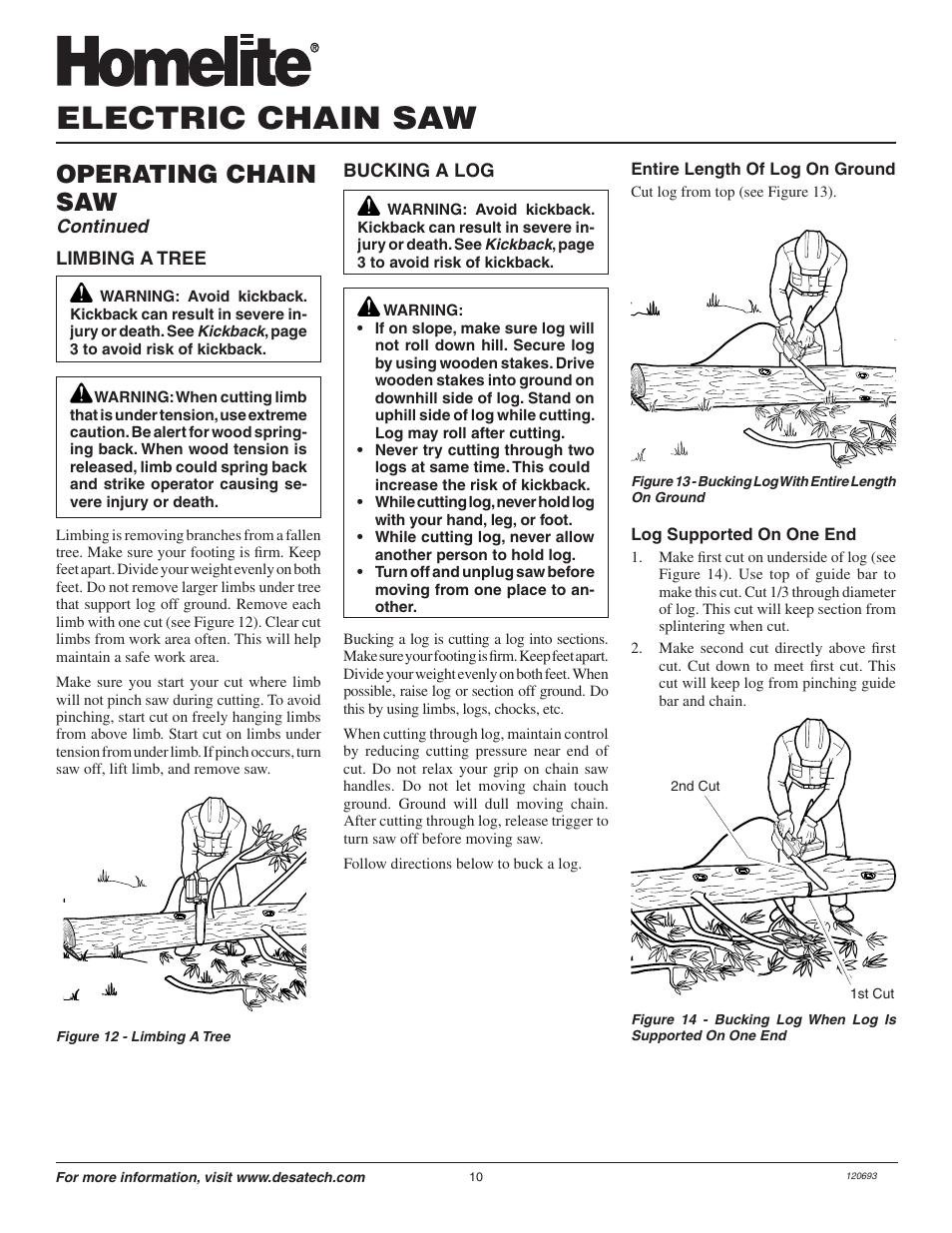 Electric chain saw, Operating chain saw | Homelite UT13130 User Manual | Page 10 / 20