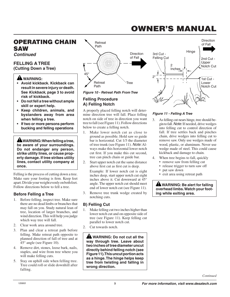 Owner’s manual, Operating chain saw | Homelite UT13130 User Manual | Page 9 / 20