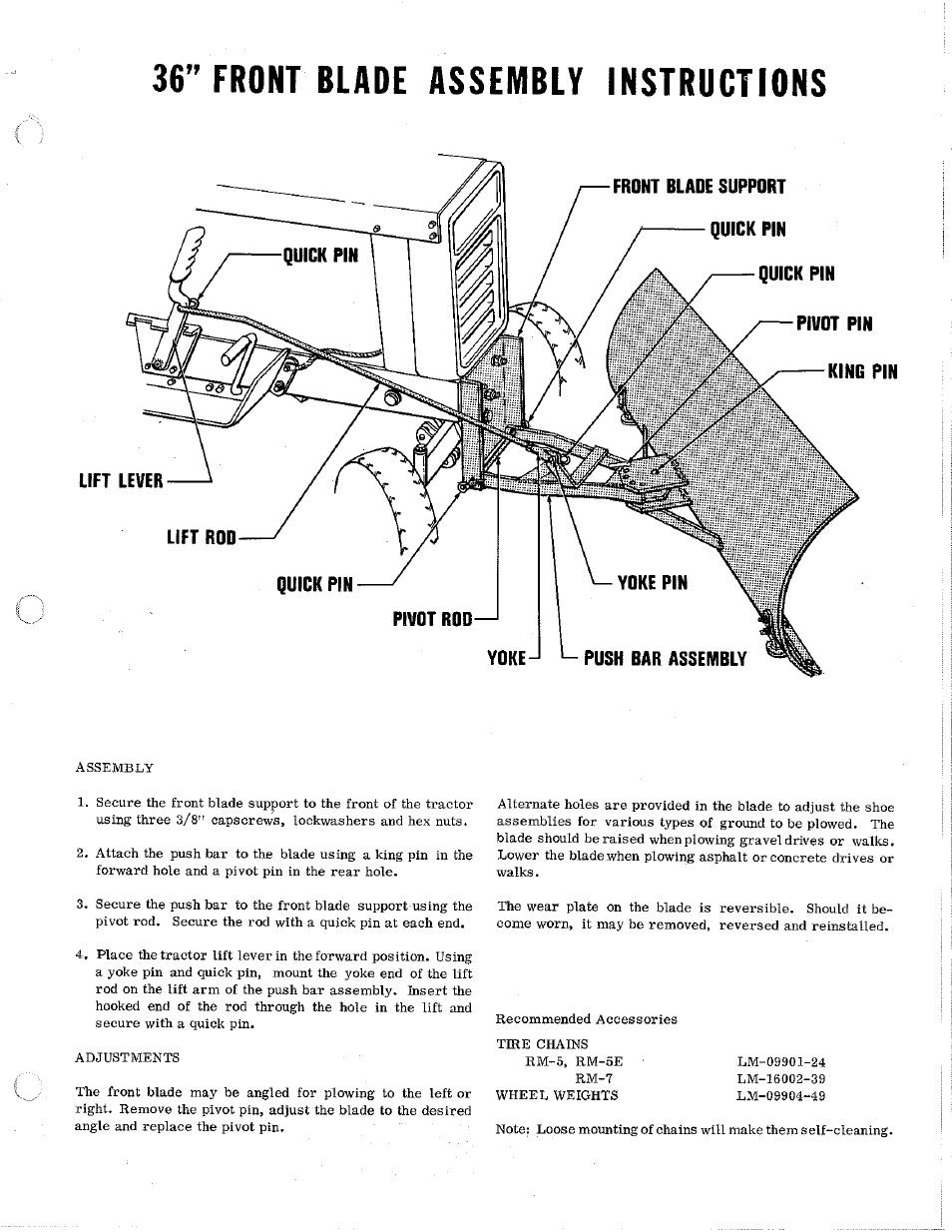 36” front blade assembly instructions | Homelite Tractors User Manual | Page 3 / 4