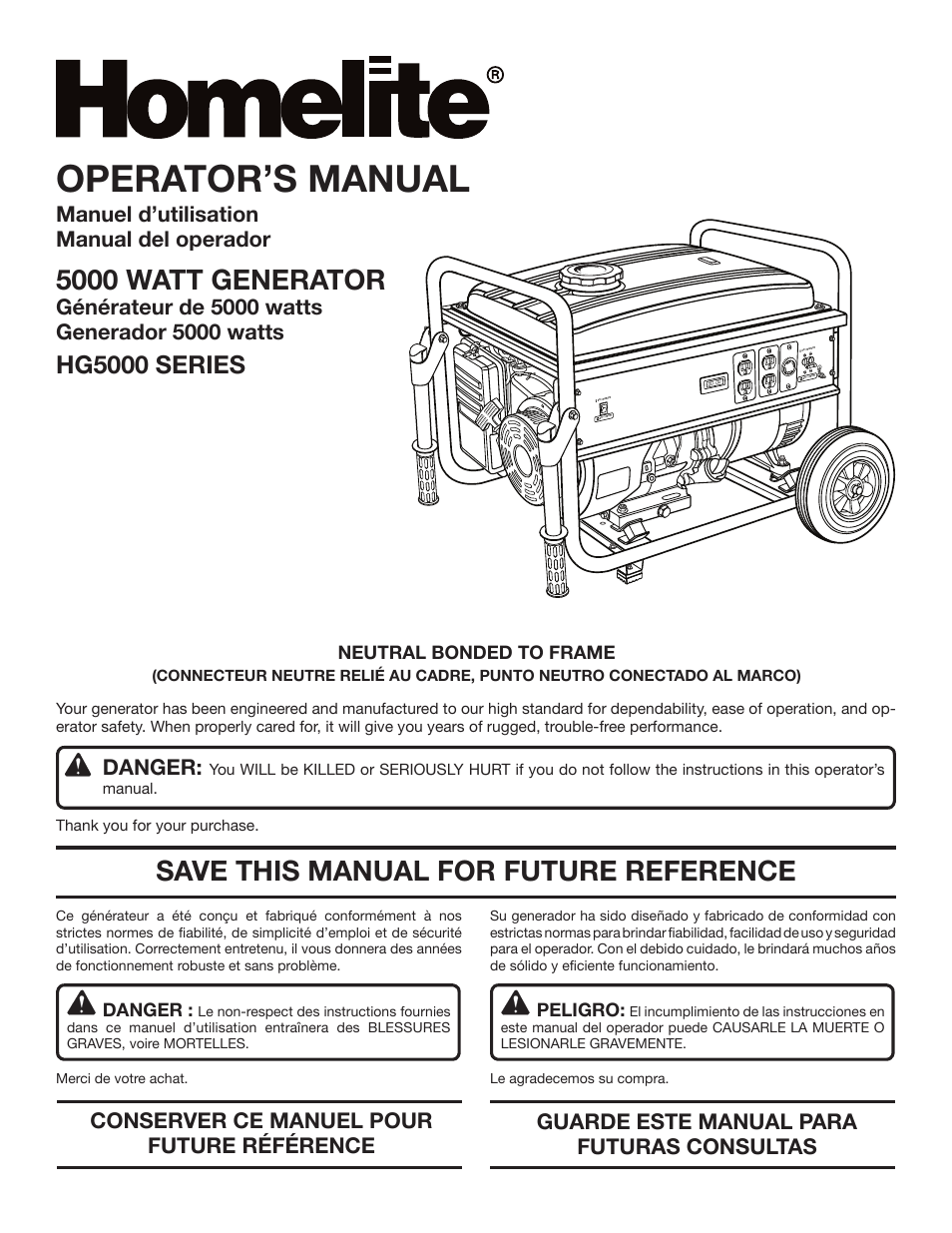 Homelite HG5000 User Manual | 60 pages