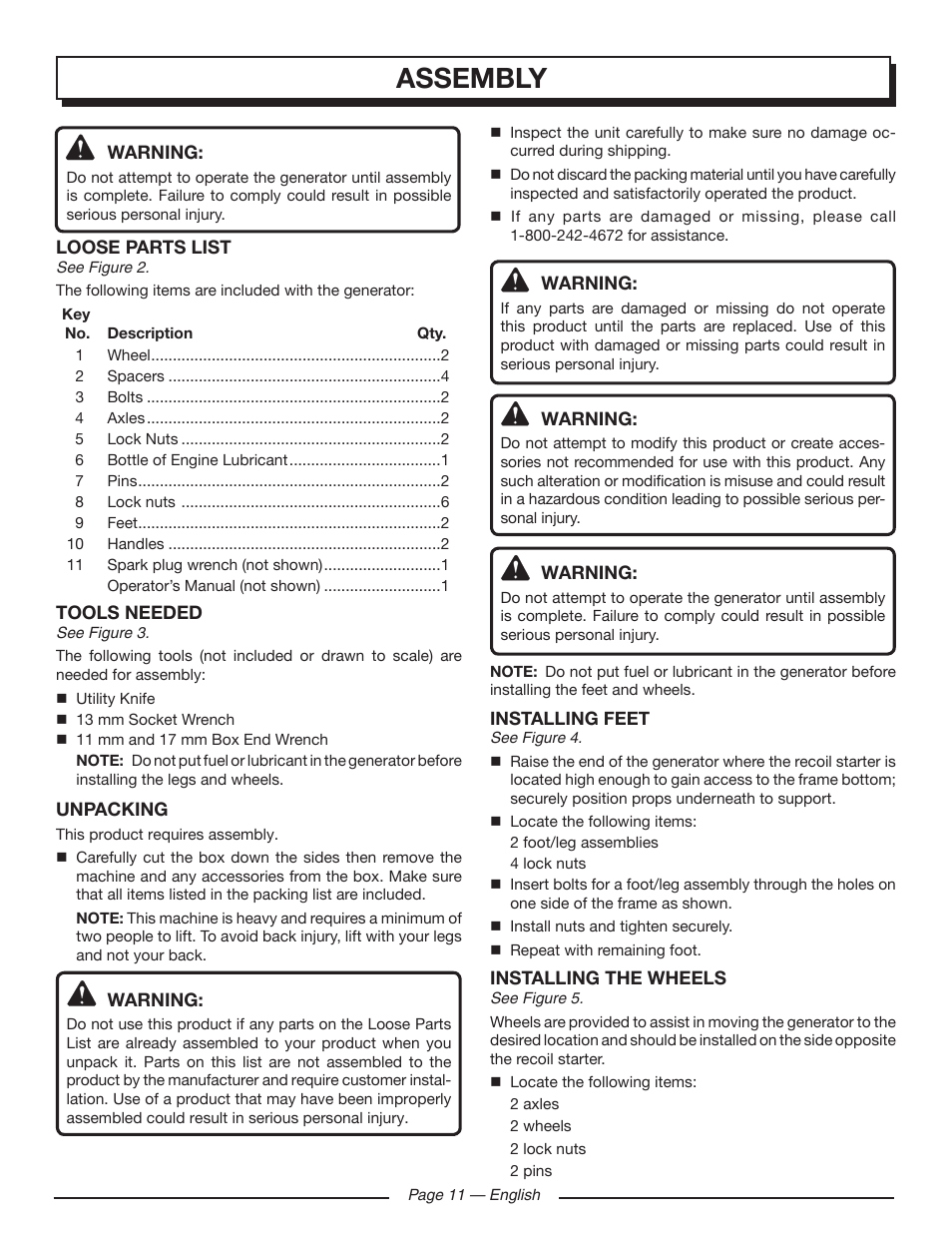 Assembly | Homelite HG5000 User Manual | Page 15 / 60
