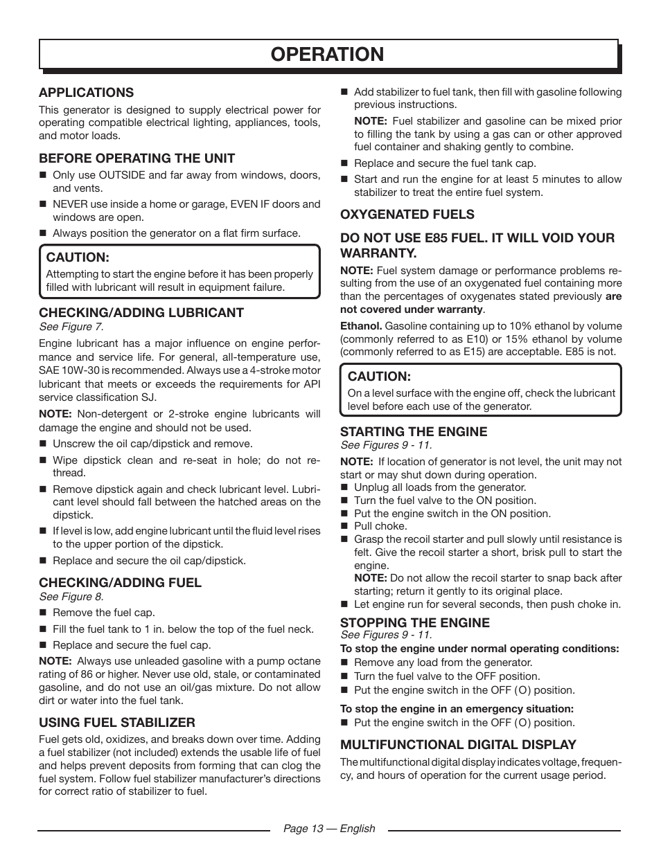 Operation | Homelite HG5000 User Manual | Page 17 / 60