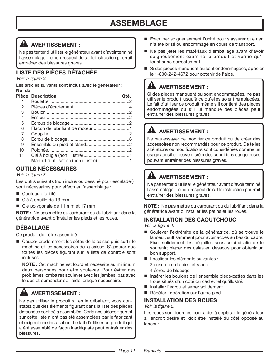 Assemblage | Homelite HG5000 User Manual | Page 33 / 60