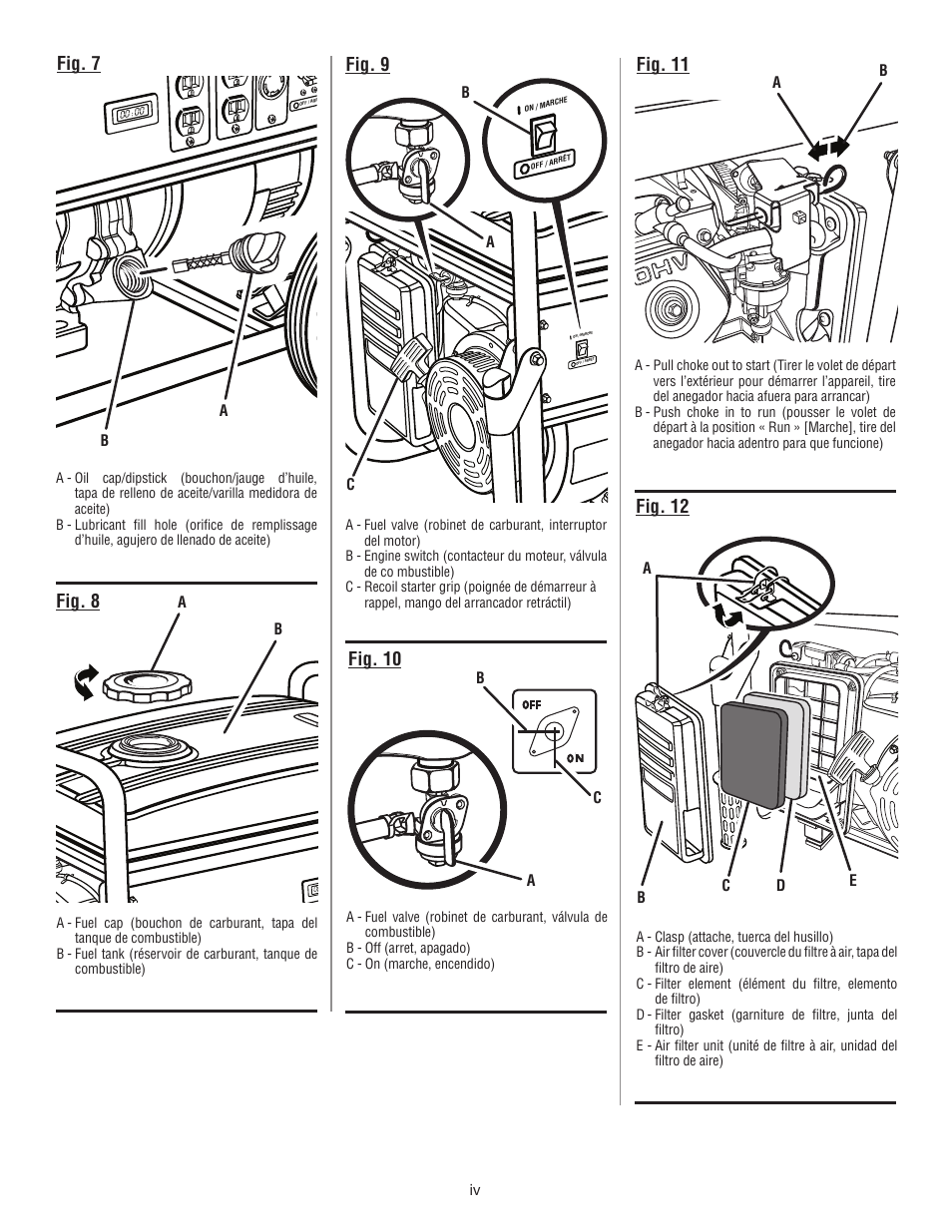 Fig. 12, Fig. 8 fig. 10, Fig. 11 | Fig. 7, Fig. 9 | Homelite HG5000 User Manual | Page 4 / 60