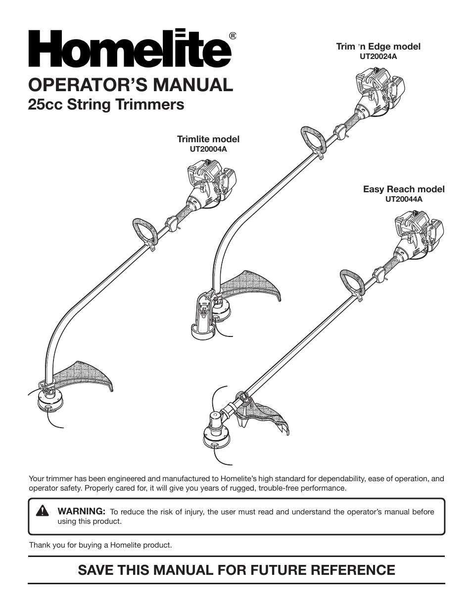 Homelite UT20024A User Manual | 22 pages