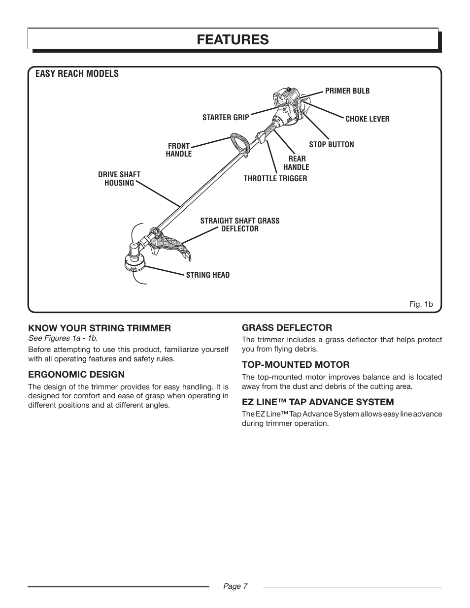 Features | Homelite UT20024A User Manual | Page 7 / 22