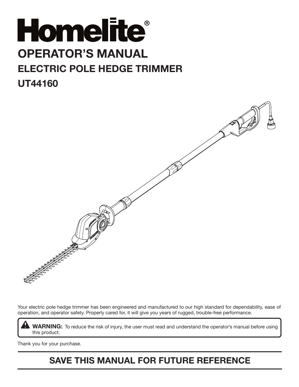 Homelite UT44160 User Manual | 16 pages