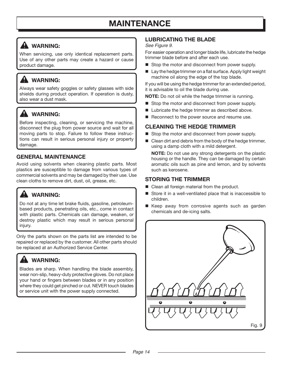 Maintenance | Homelite UT44160 User Manual | Page 14 / 16