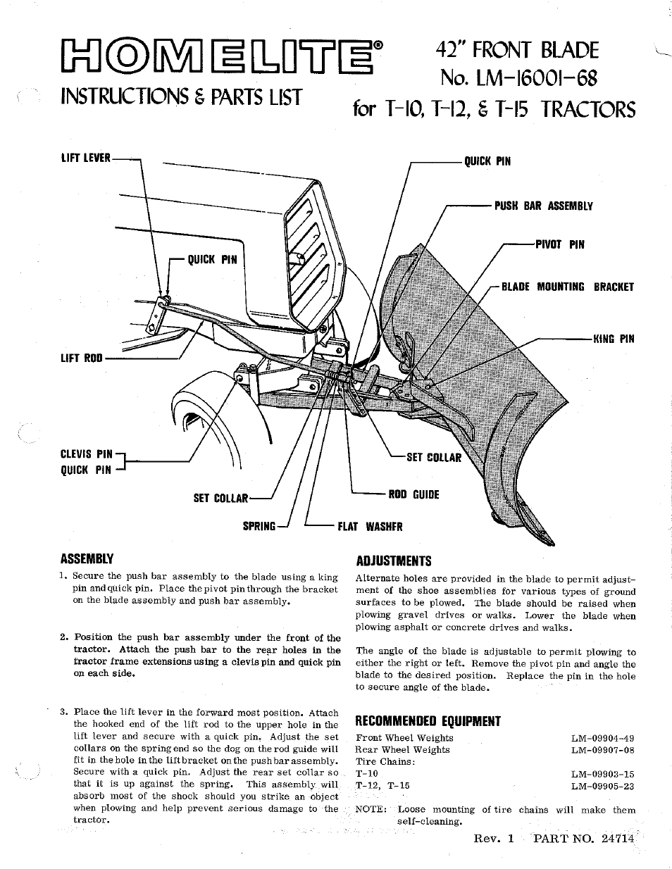 Homelite T-15 User Manual | 2 pages