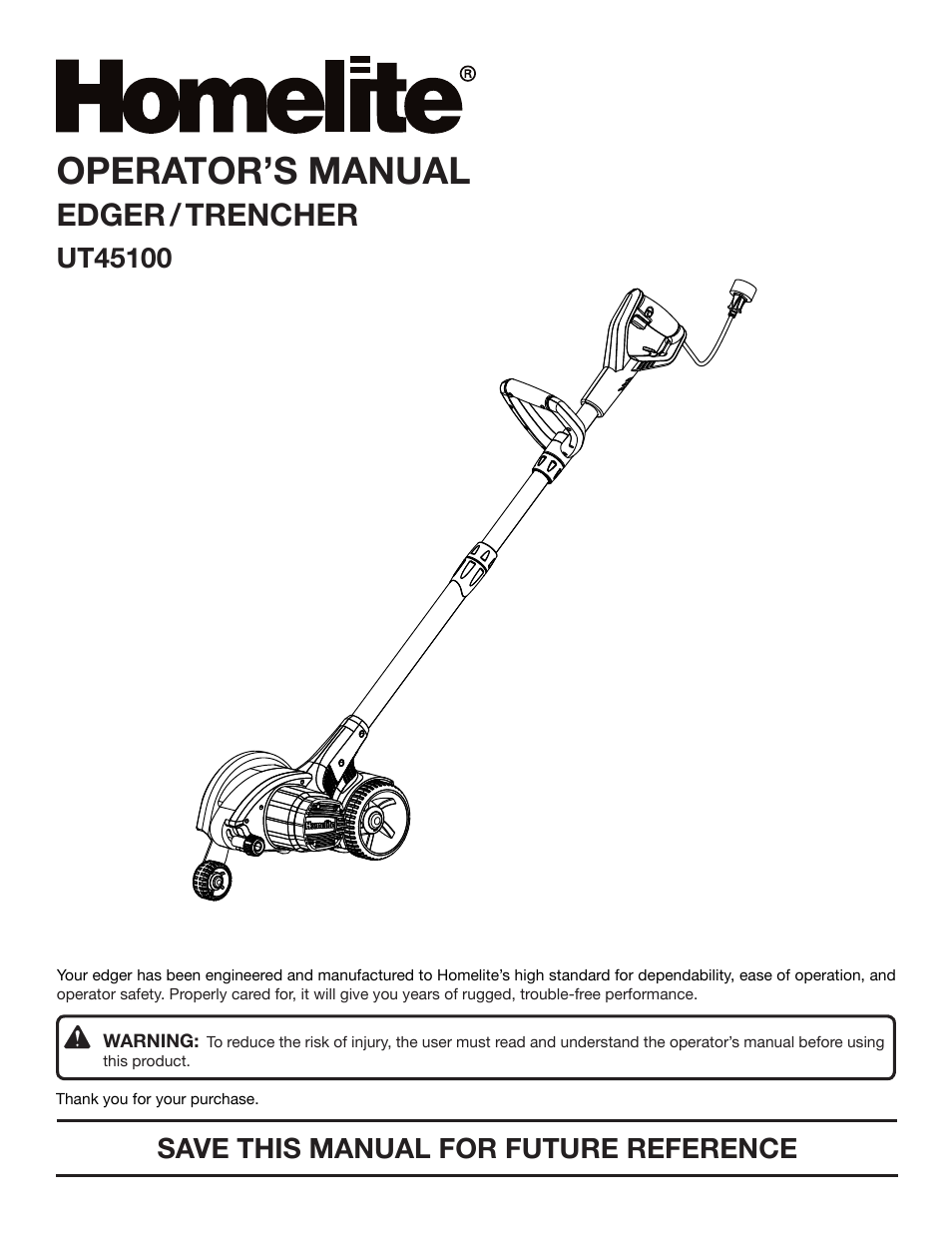 Homelite UT45100 User Manual | 18 pages