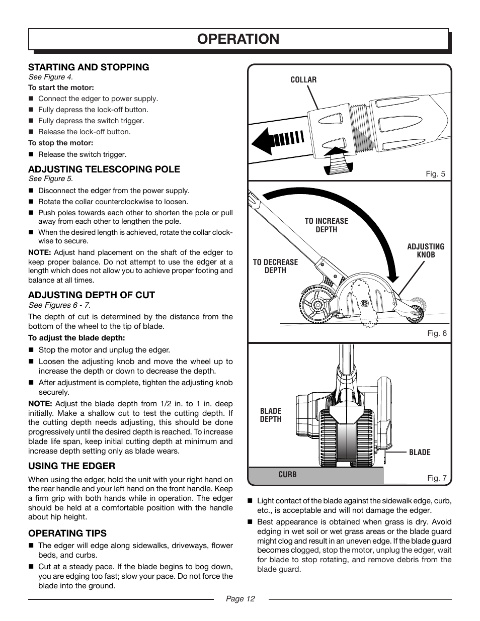 Operation | Homelite UT45100 User Manual | Page 12 / 18