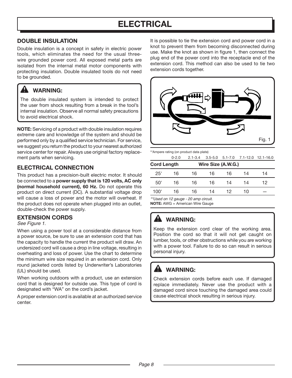 Features electrical | Homelite UT45100 User Manual | Page 8 / 18