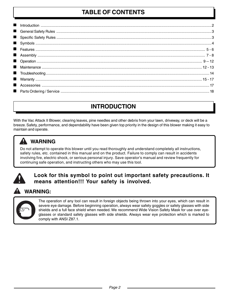 Homelite VAC ATTACK II UT08934 User Manual | Page 2 / 18