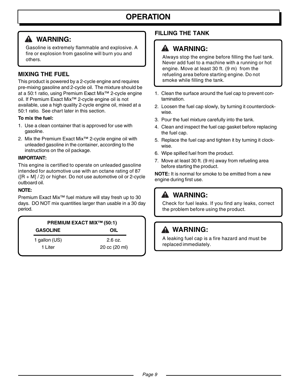 Operation, Warning | Homelite VAC ATTACK II UT08934 User Manual | Page 9 / 18