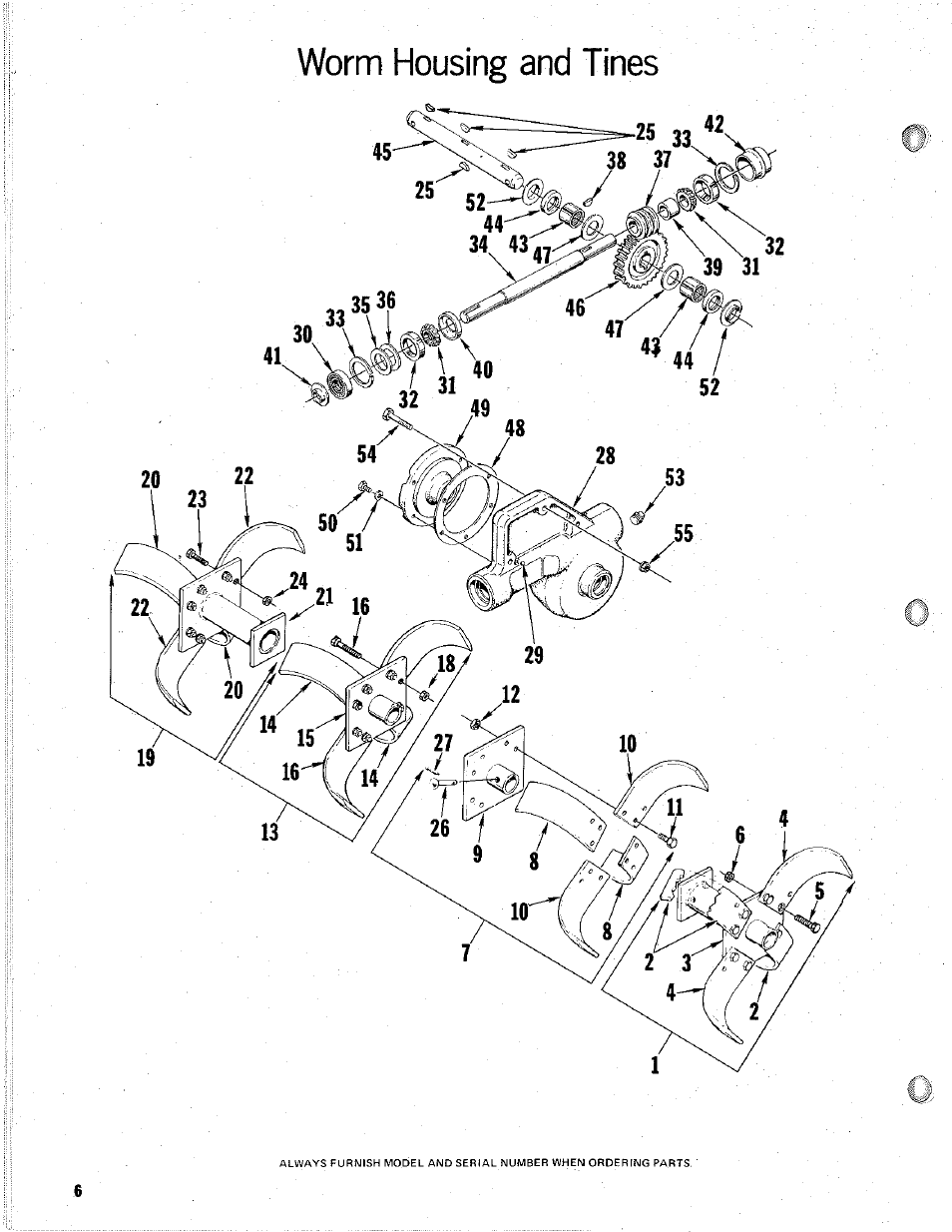 Worm housing and tines | Homelite R-8 User Manual | Page 6 / 12