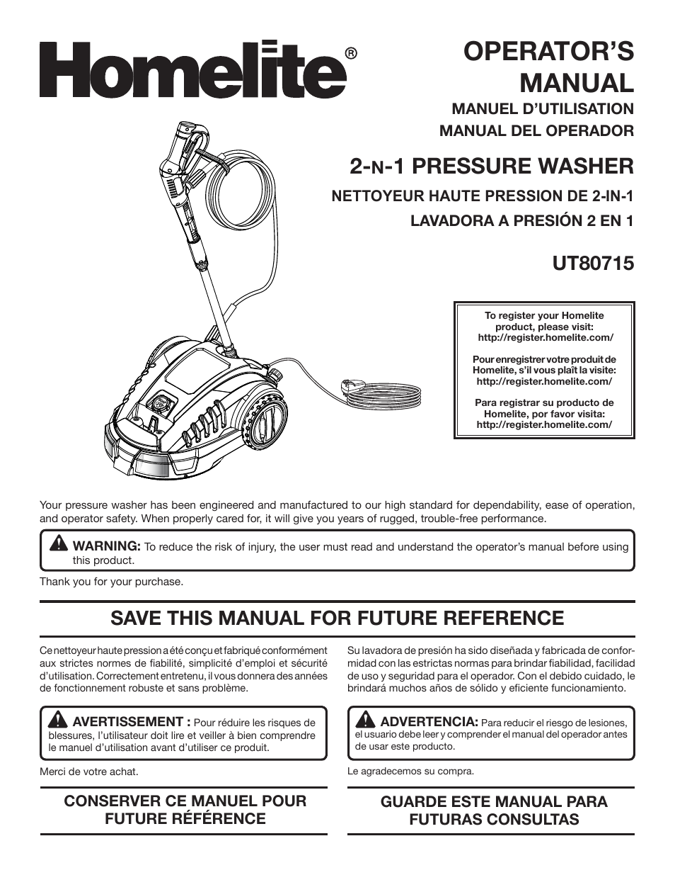 Homelite UT80715 User Manual | 42 pages