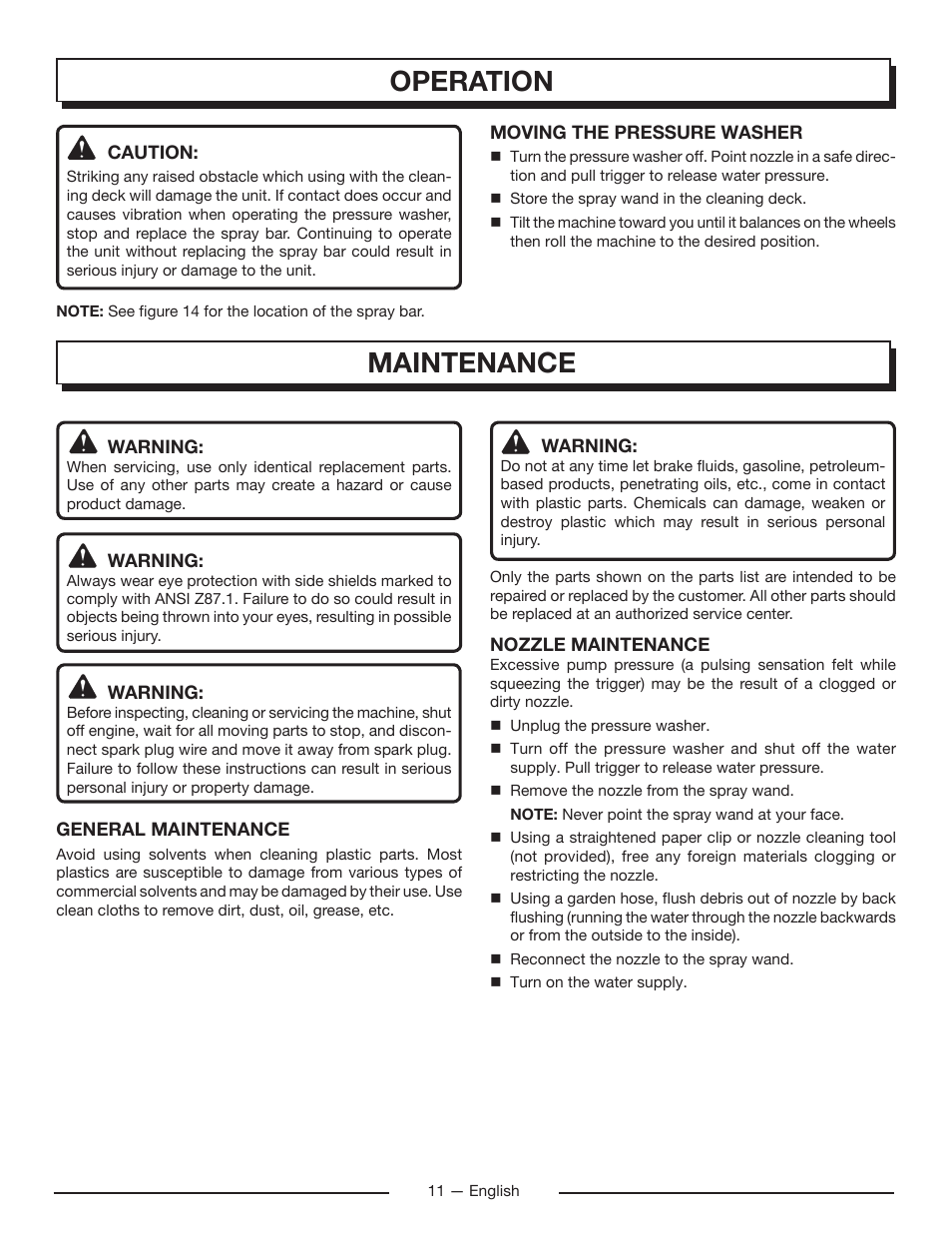 Operation, Maintenance | Homelite UT80715 User Manual | Page 13 / 42