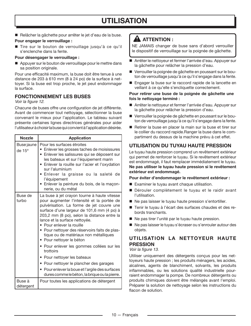 Utilisation | Homelite UT80715 User Manual | Page 24 / 42