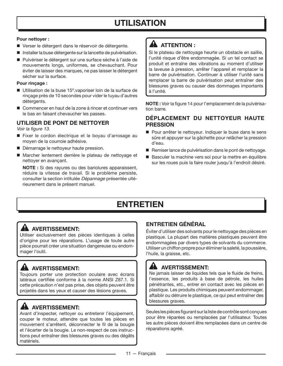 Utilisation, Entretien | Homelite UT80715 User Manual | Page 25 / 42