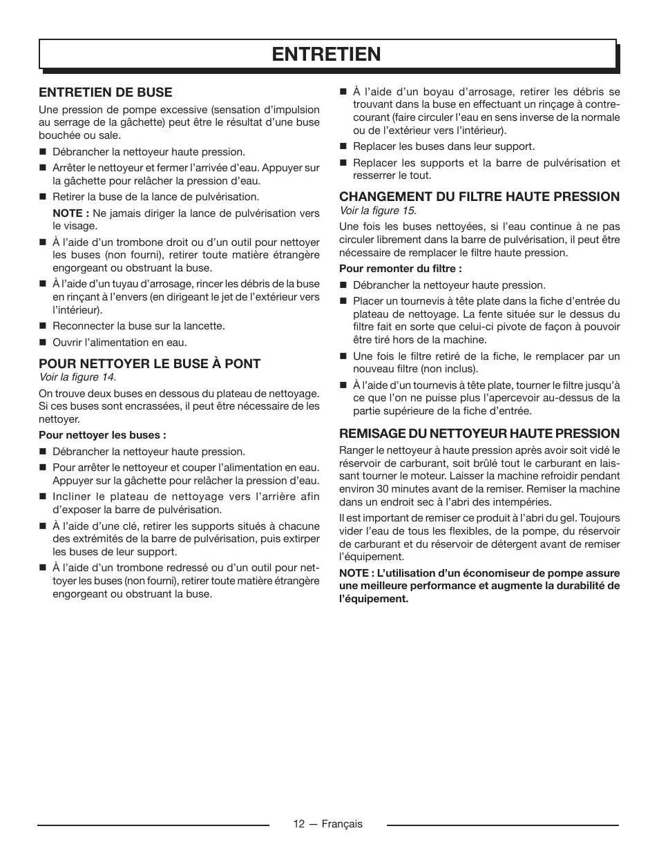 Entretien | Homelite UT80715 User Manual | Page 26 / 42