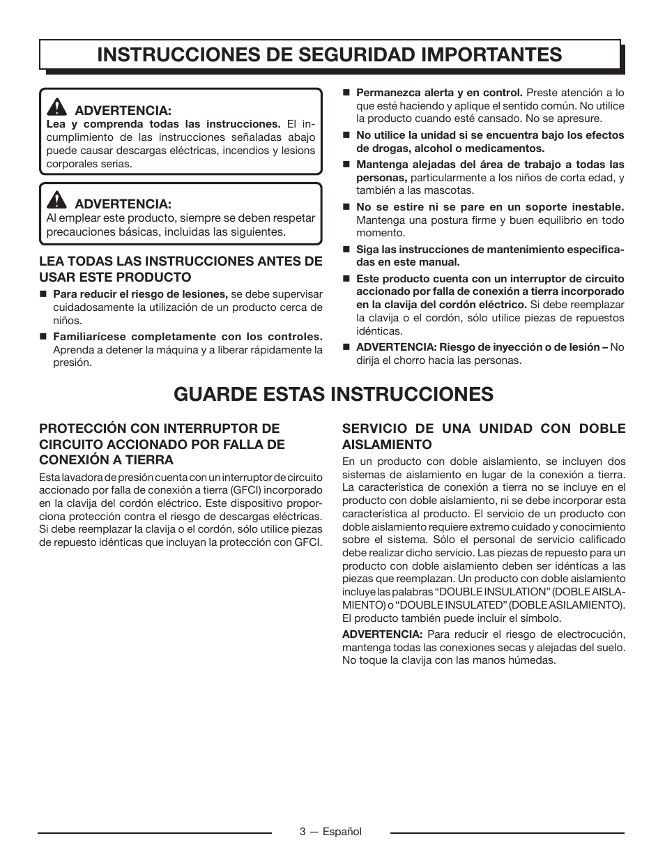 Guarde estas instrucciones, Instrucciones de seguridad importantes | Homelite UT80715 User Manual | Page 29 / 42