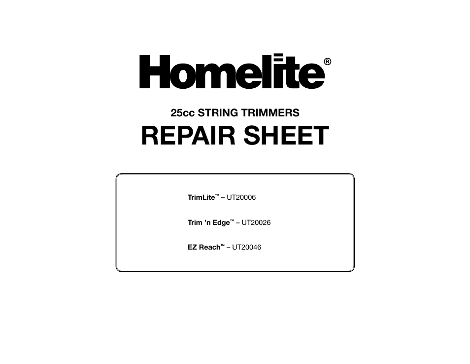 Homelite UT-20006 User Manual | 8 pages