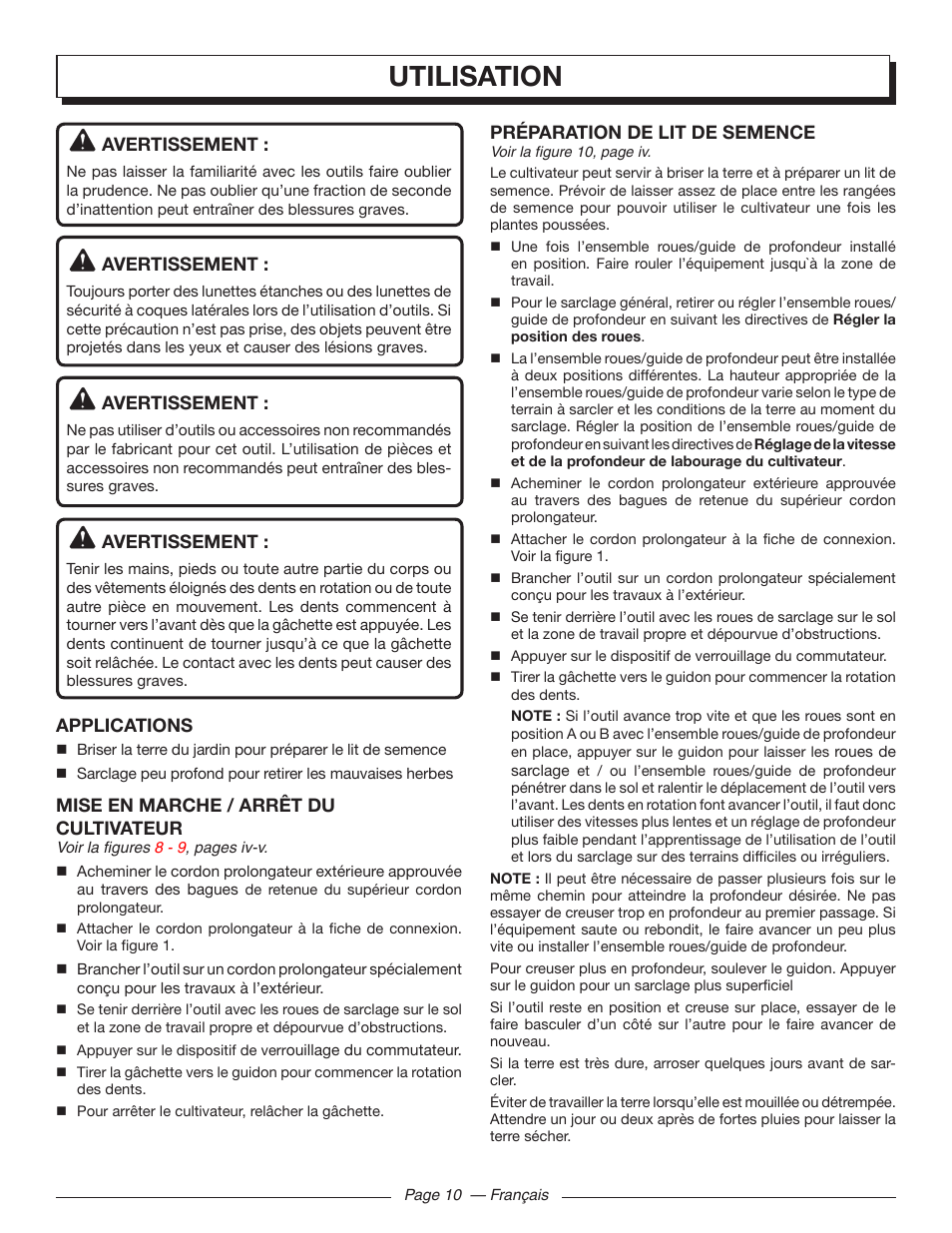 Utilisation | Homelite UT46510 User Manual | Page 25 / 40