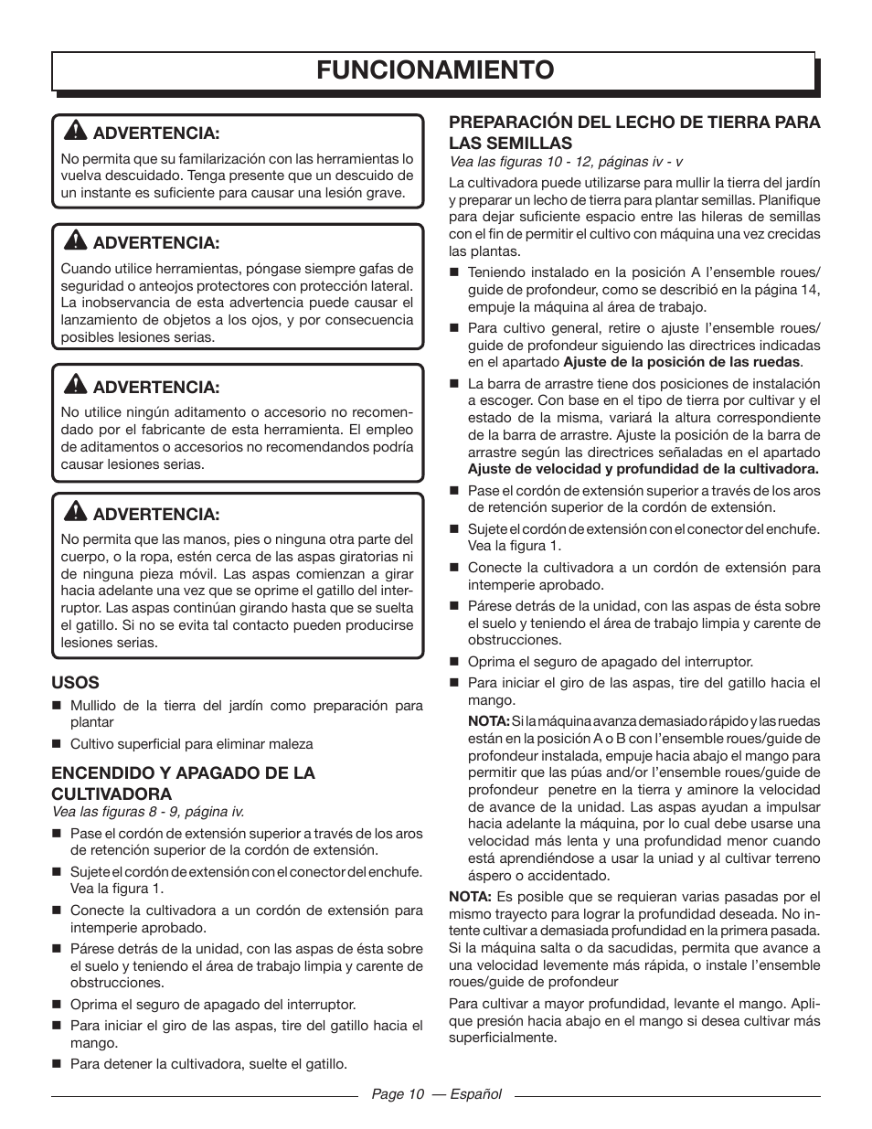 Funcionamiento | Homelite UT46510 User Manual | Page 36 / 40