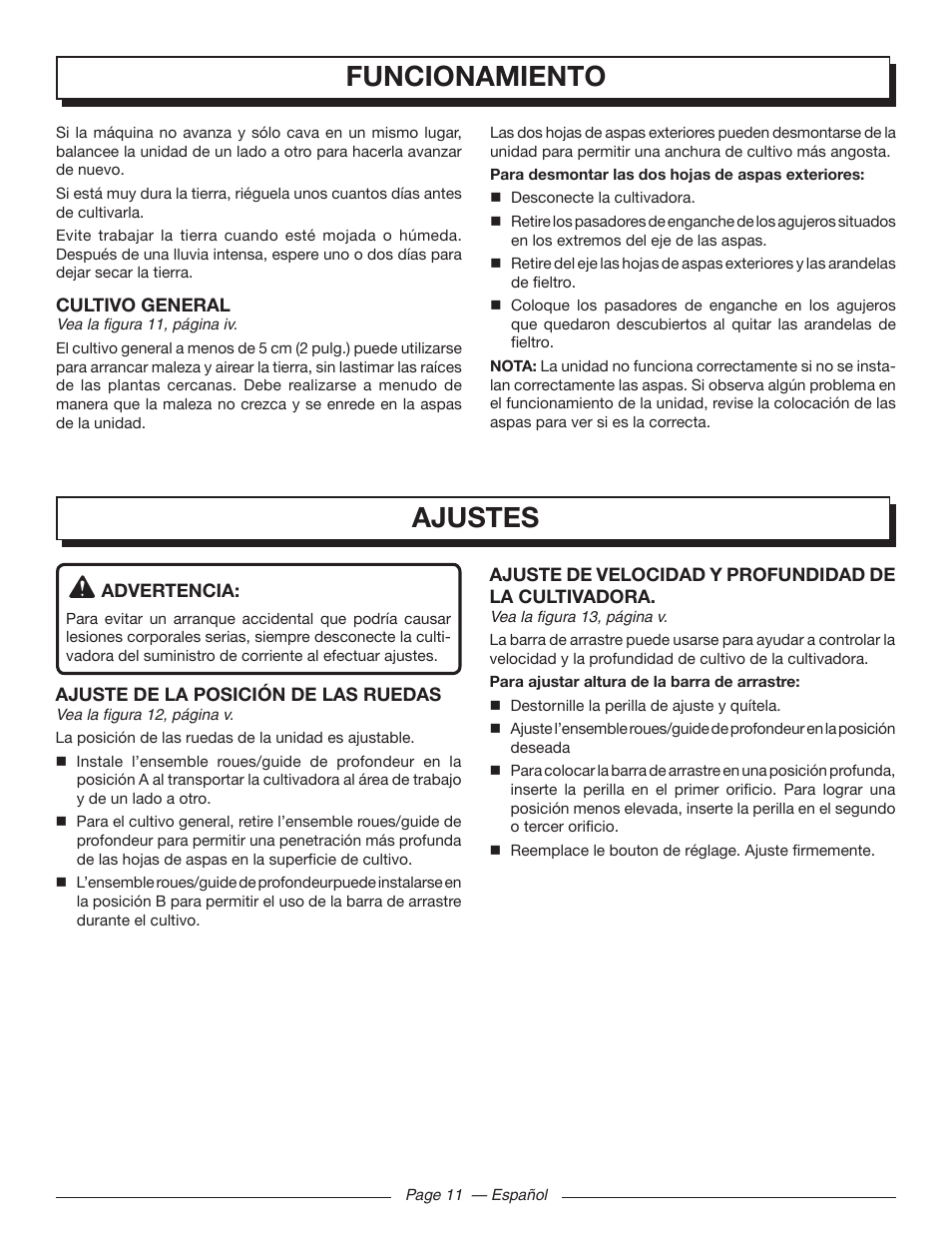 Ajustes funcionamiento | Homelite UT46510 User Manual | Page 37 / 40