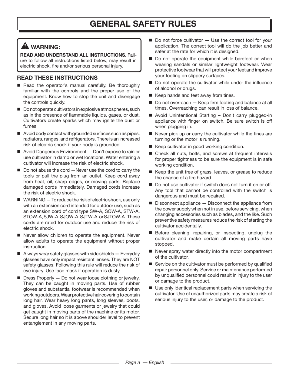 General safety rules | Homelite UT46510 User Manual | Page 7 / 40