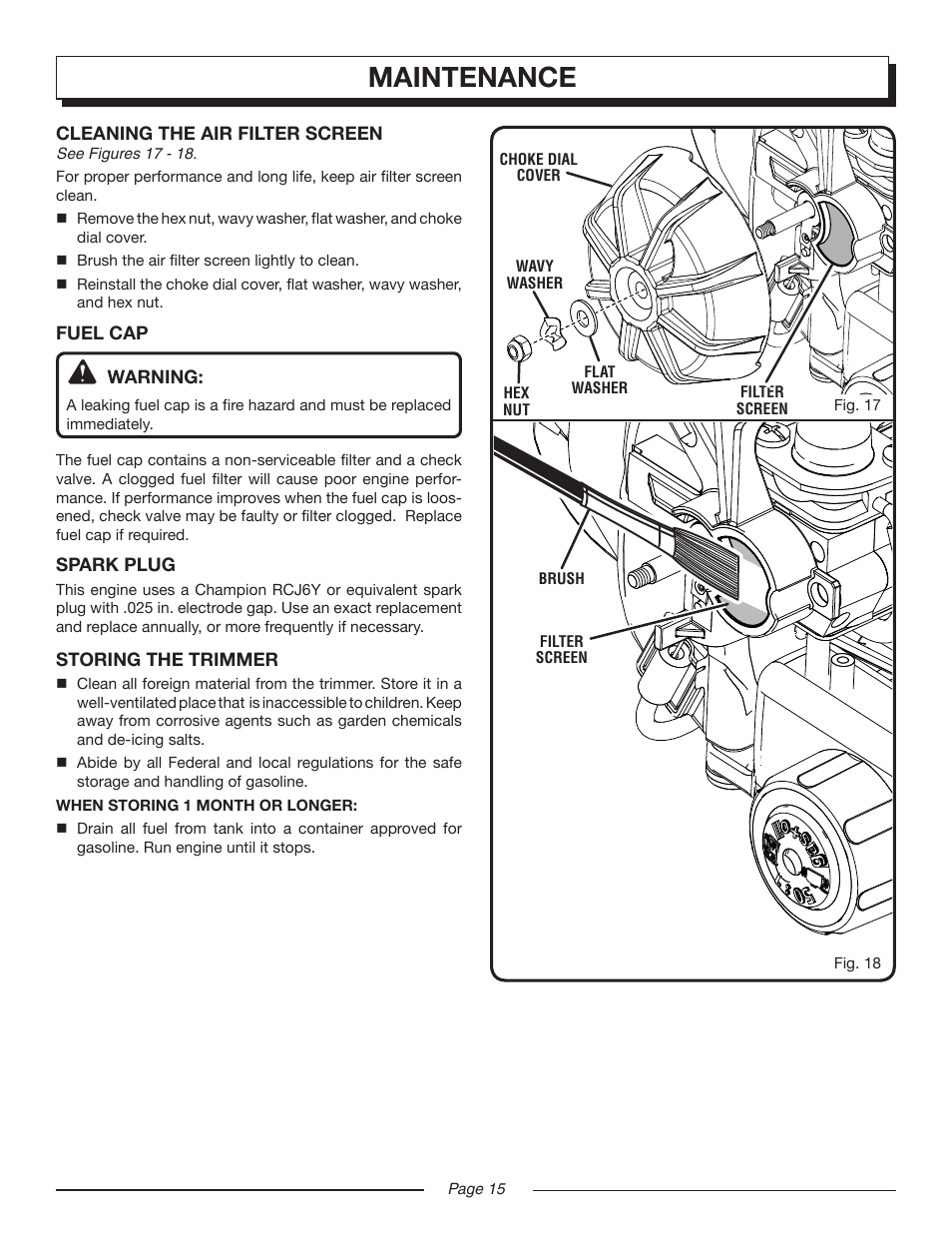 Maintenance | Homelite MIGHTYLITE UT21907 User Manual | Page 15 / 22