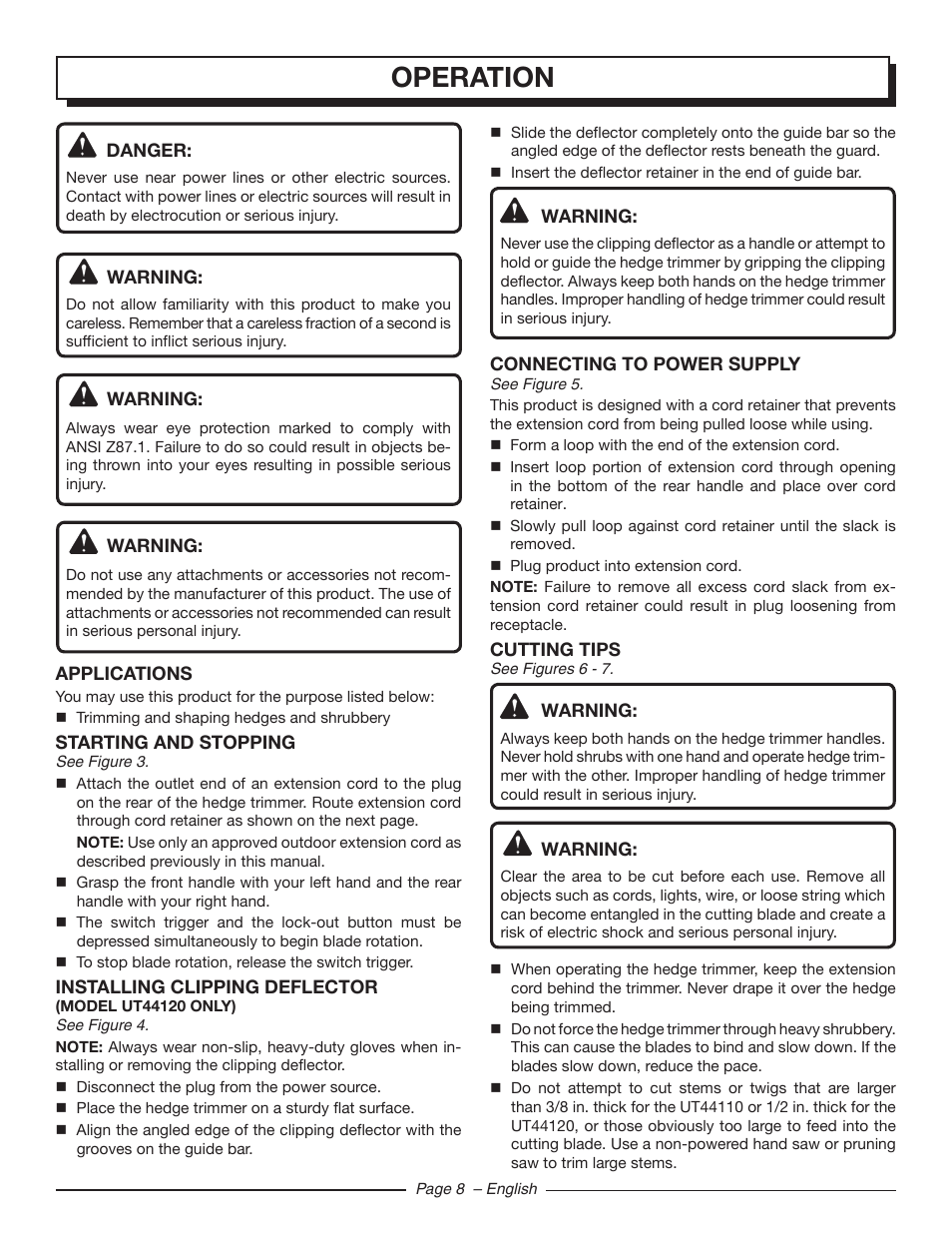 Operation | Homelite UT44120 User Manual | Page 10 / 38