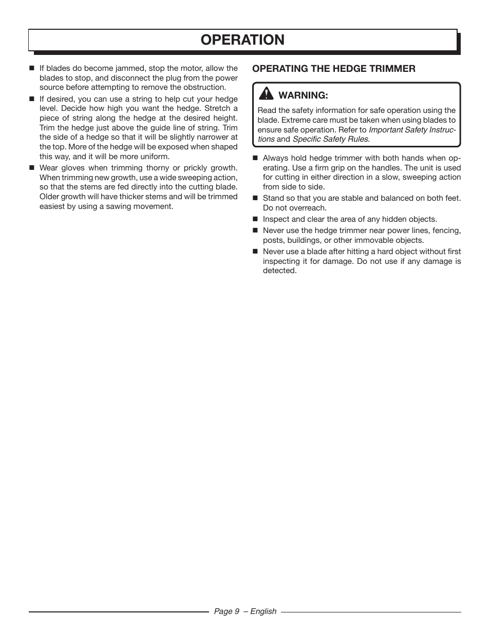 Operation | Homelite UT44120 User Manual | Page 11 / 38