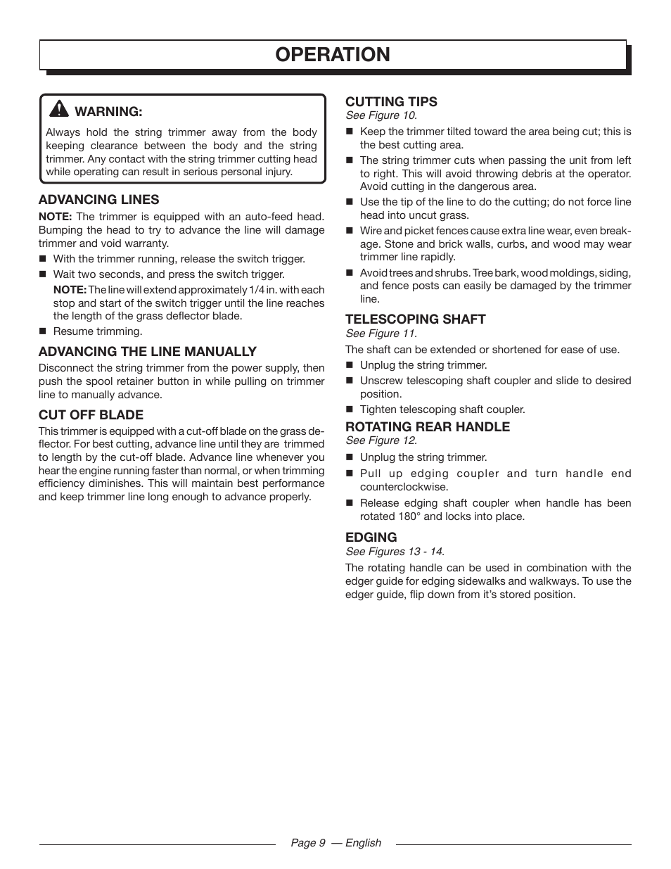Operation | Homelite UT41112 User Manual | Page 11 / 38