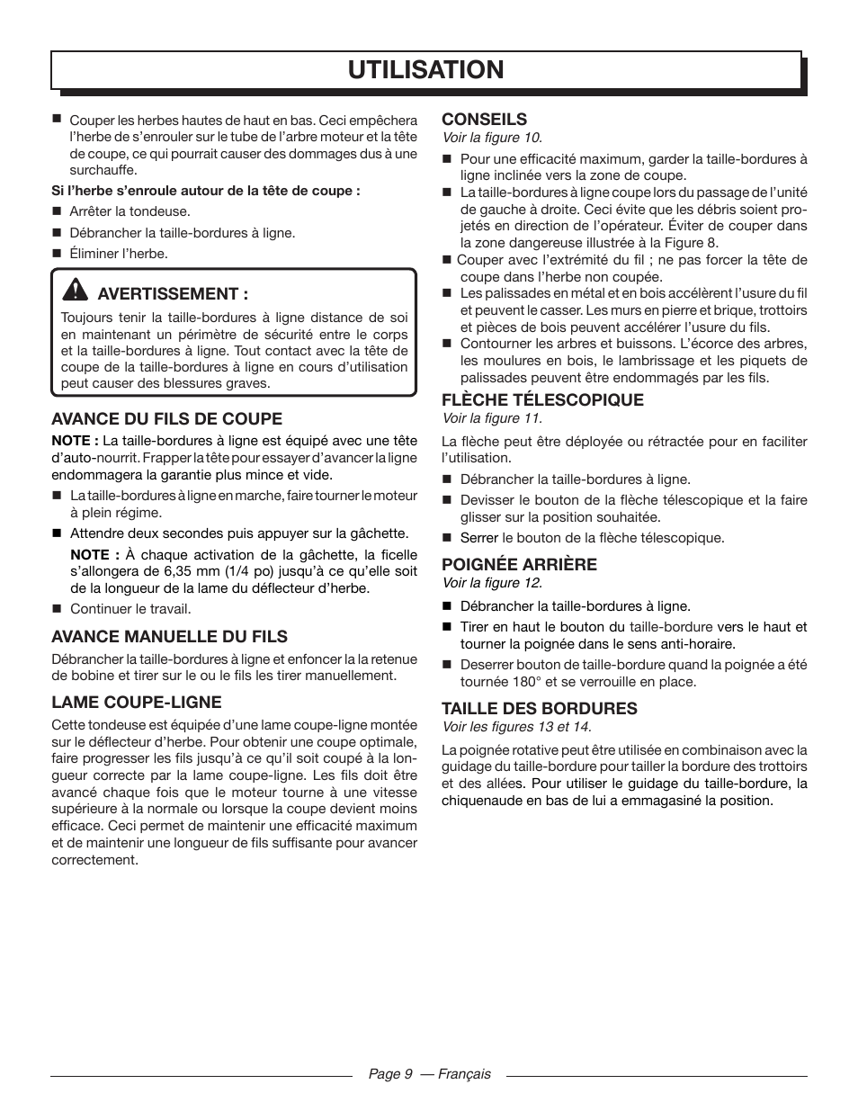 Utilisation | Homelite UT41112 User Manual | Page 22 / 38