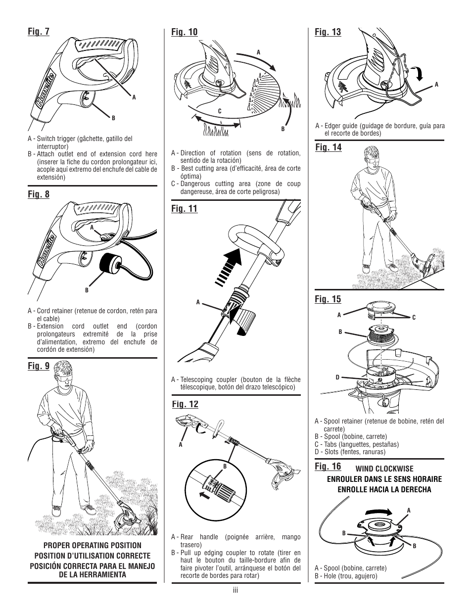 Fig. 13 fig. 7, Fig. 8, Fig. 10 | Fig. 11, Fig. 15, Fig. 16 | Homelite UT41112 User Manual | Page 3 / 38