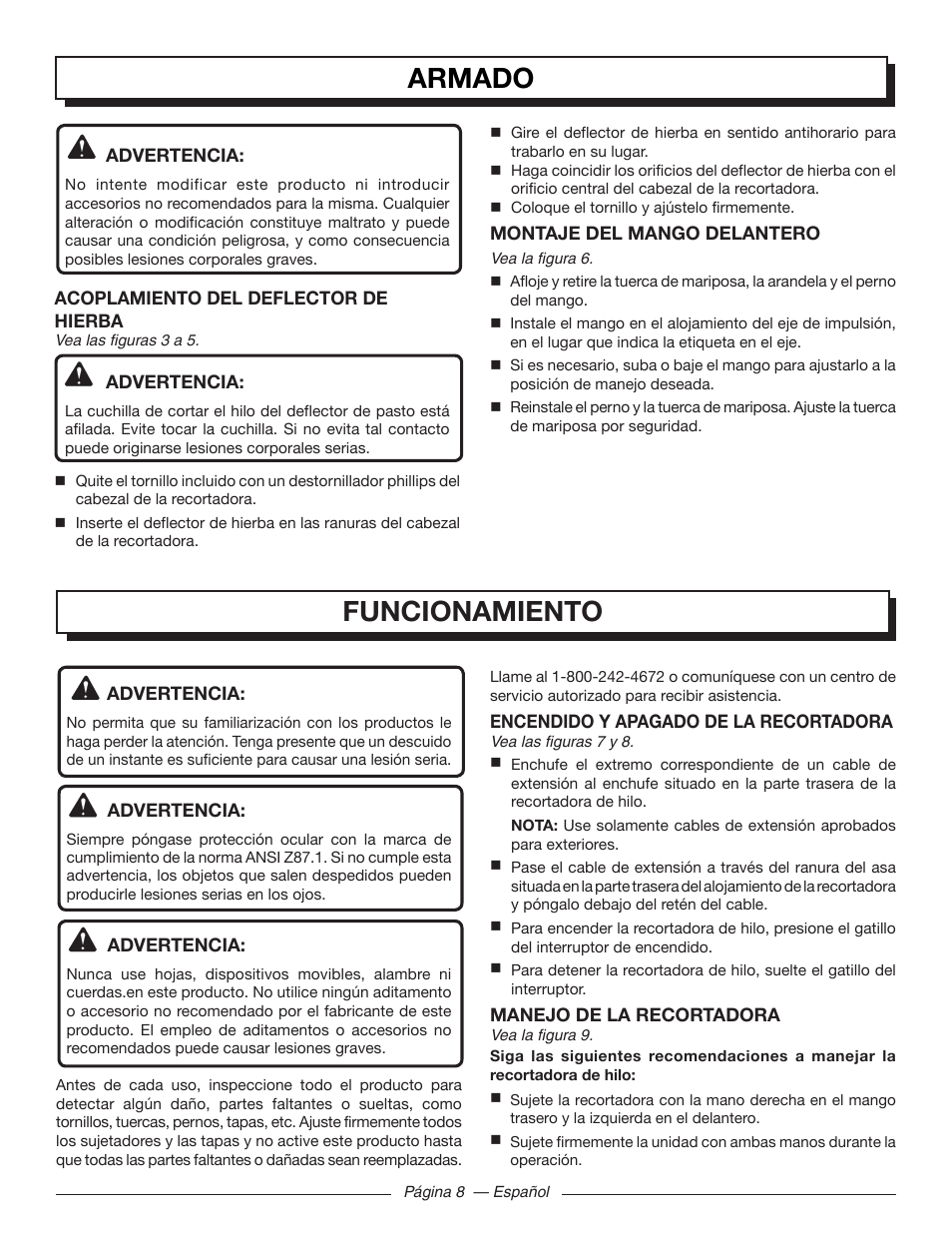 Armado, Funcionamiento | Homelite UT41112 User Manual | Page 32 / 38