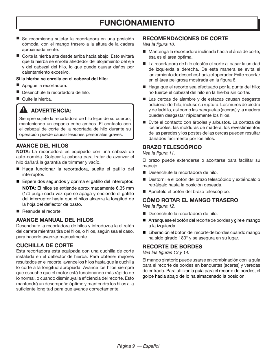Funcionamiento | Homelite UT41112 User Manual | Page 33 / 38