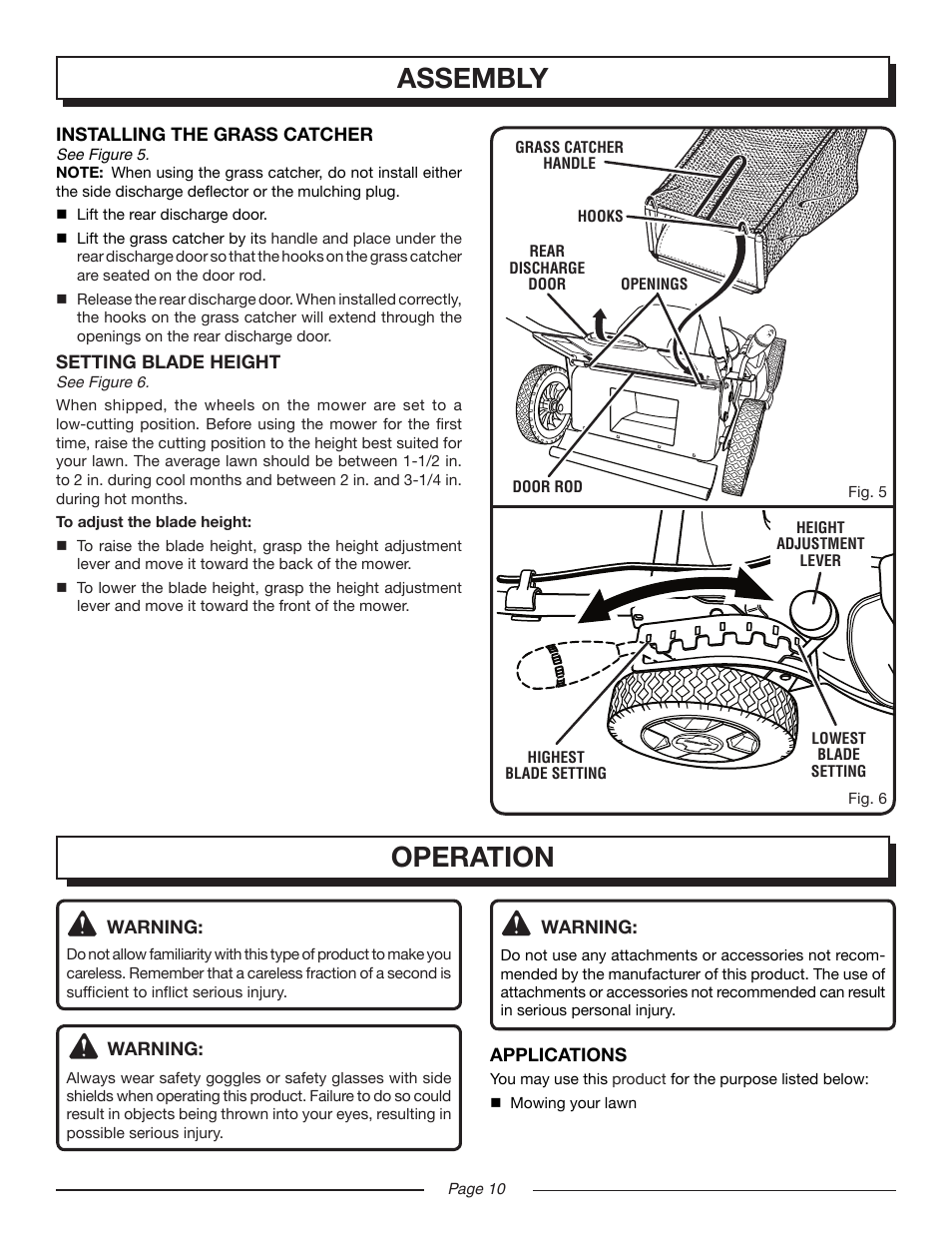 Assembly, Operation | Homelite UT13122 User Manual | Page 10 / 20