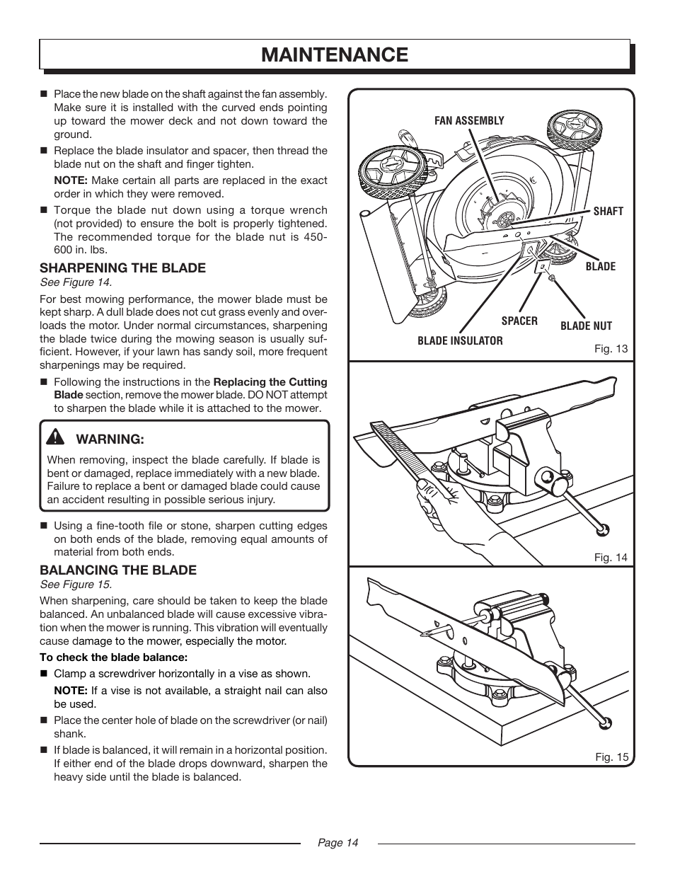 Maintenance | Homelite UT13122 User Manual | Page 14 / 20