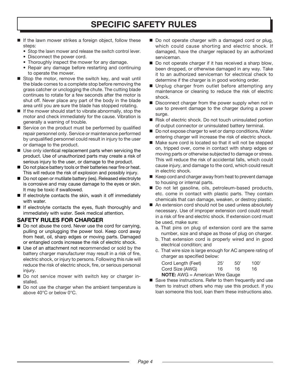 Specific safety rules | Homelite UT13122 User Manual | Page 4 / 20