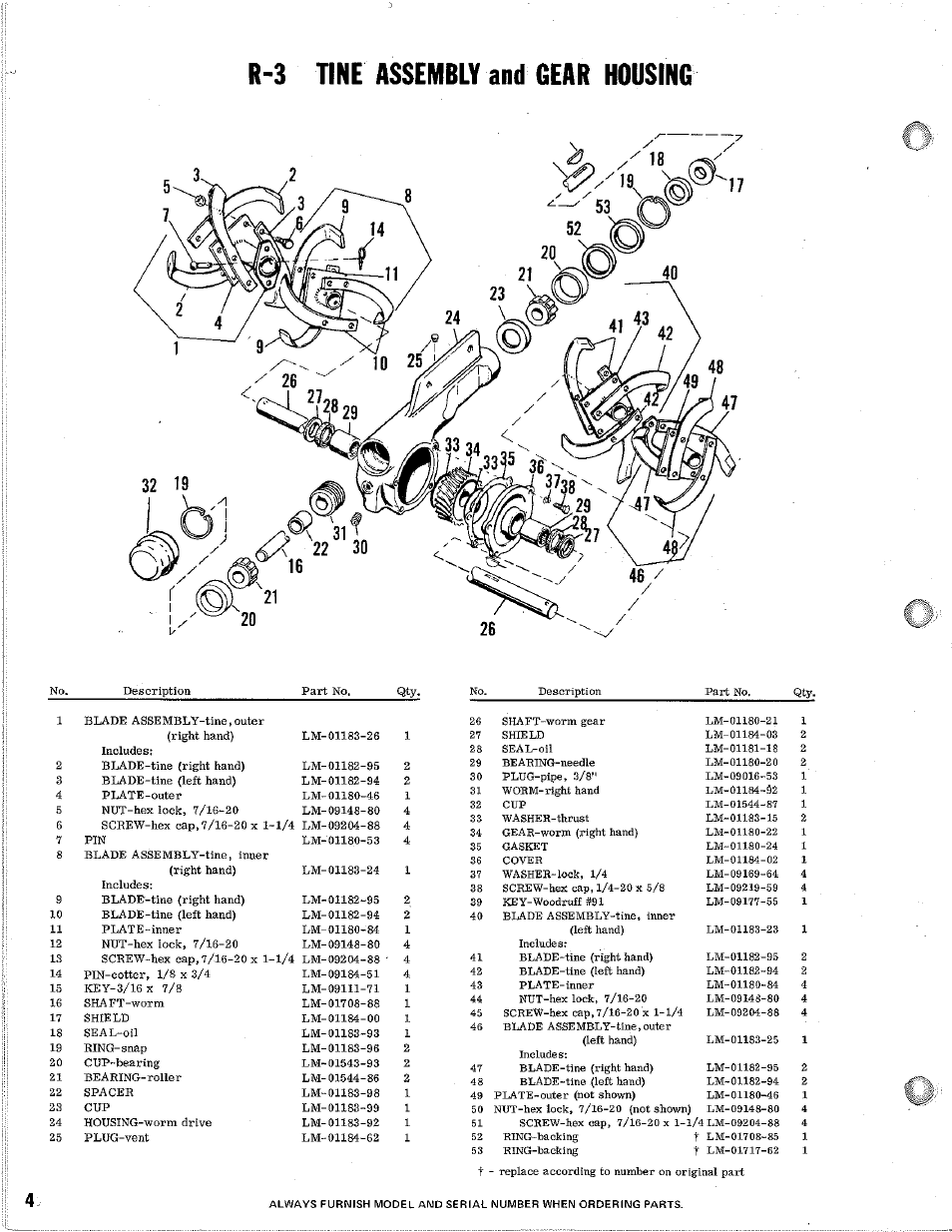 R-3 tine assembly and gear housing | Homelite R-5 User Manual | Page 4 / 8