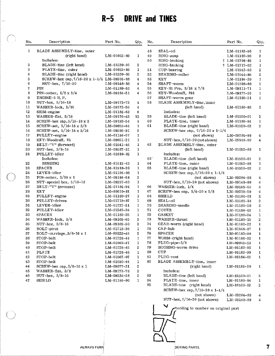 R-5 drive and tines | Homelite R-5 User Manual | Page 7 / 8