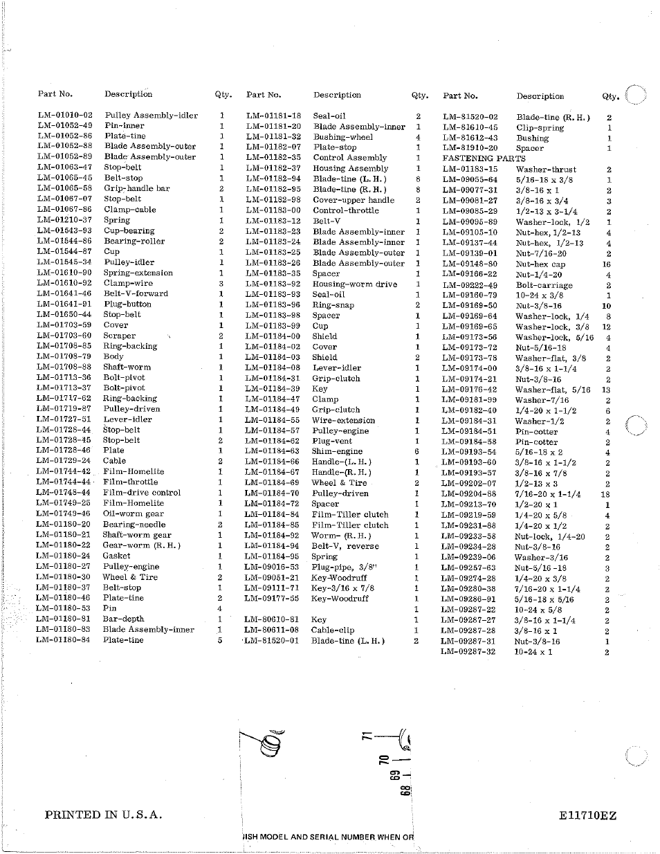 Printed in u.s.a, E11710ez | Homelite R-5 User Manual | Page 8 / 8