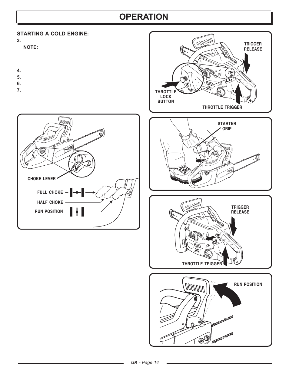 Operation | Homelite UT74121A User Manual | Page 14 / 40