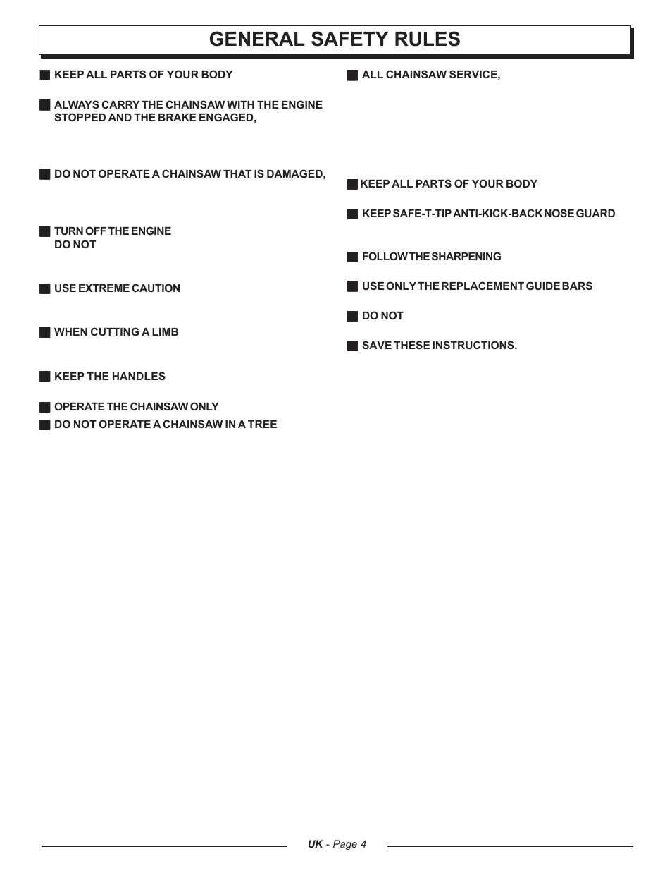 General safety rules | Homelite UT74121A User Manual | Page 4 / 40