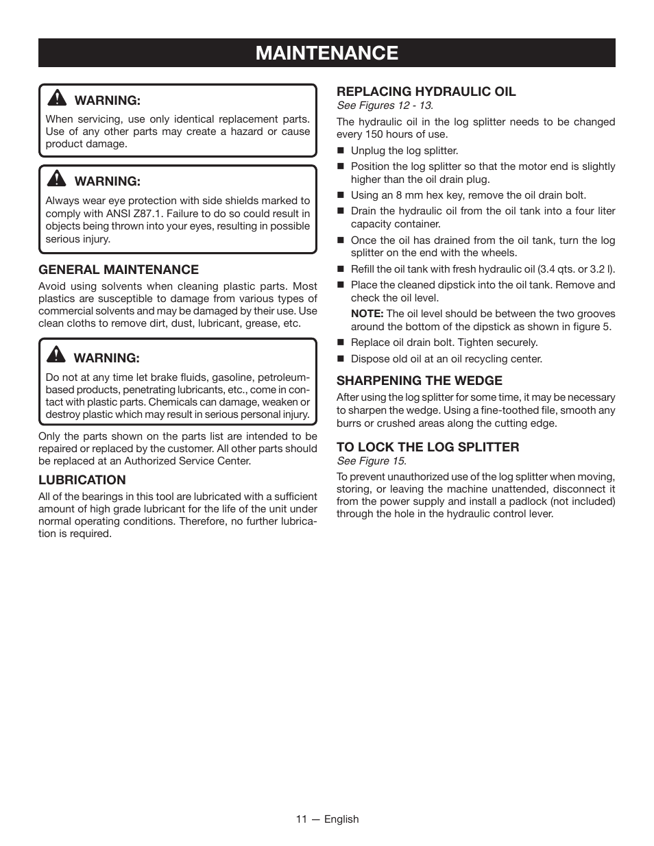 Maintenance | Homelite UT49103 User Manual | Page 13 / 38